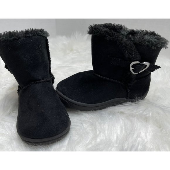 Garanimals Black Suede boots with Fur!! Little girls size 5! Cute!! - Picture 1 of 8